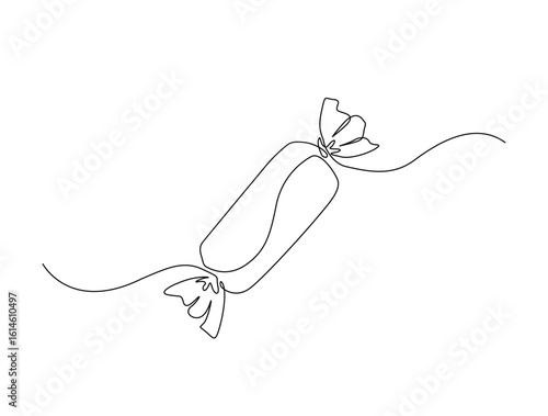 Continuous line art drawing of kids candy. Sweet candy in single line art drawing vector illustration. Editable stroke.