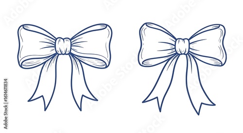 Simple yet elegant hand-drawn bows, perfect as standalone decorative graphic elements.