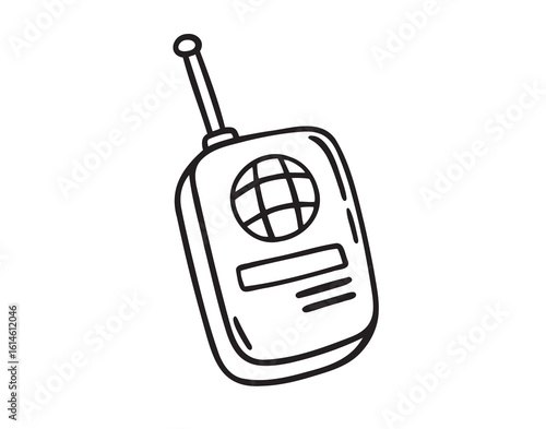 walkie talkie icon doodle hand drawn. Outline line walkie talkie drawing clipart symbol