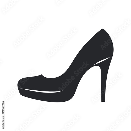 Fashionable black high heel women's shoes on display