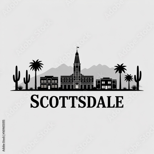 Scottsdale Skyline Silhouette - Arizona Desert City Vector Illustration