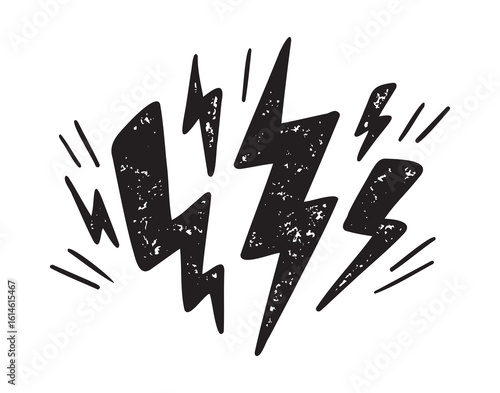 electric lightning or thunder bolt doodle style icon. silhouette lightning clipart symbol