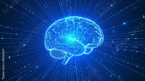Glowing brain with energy connections