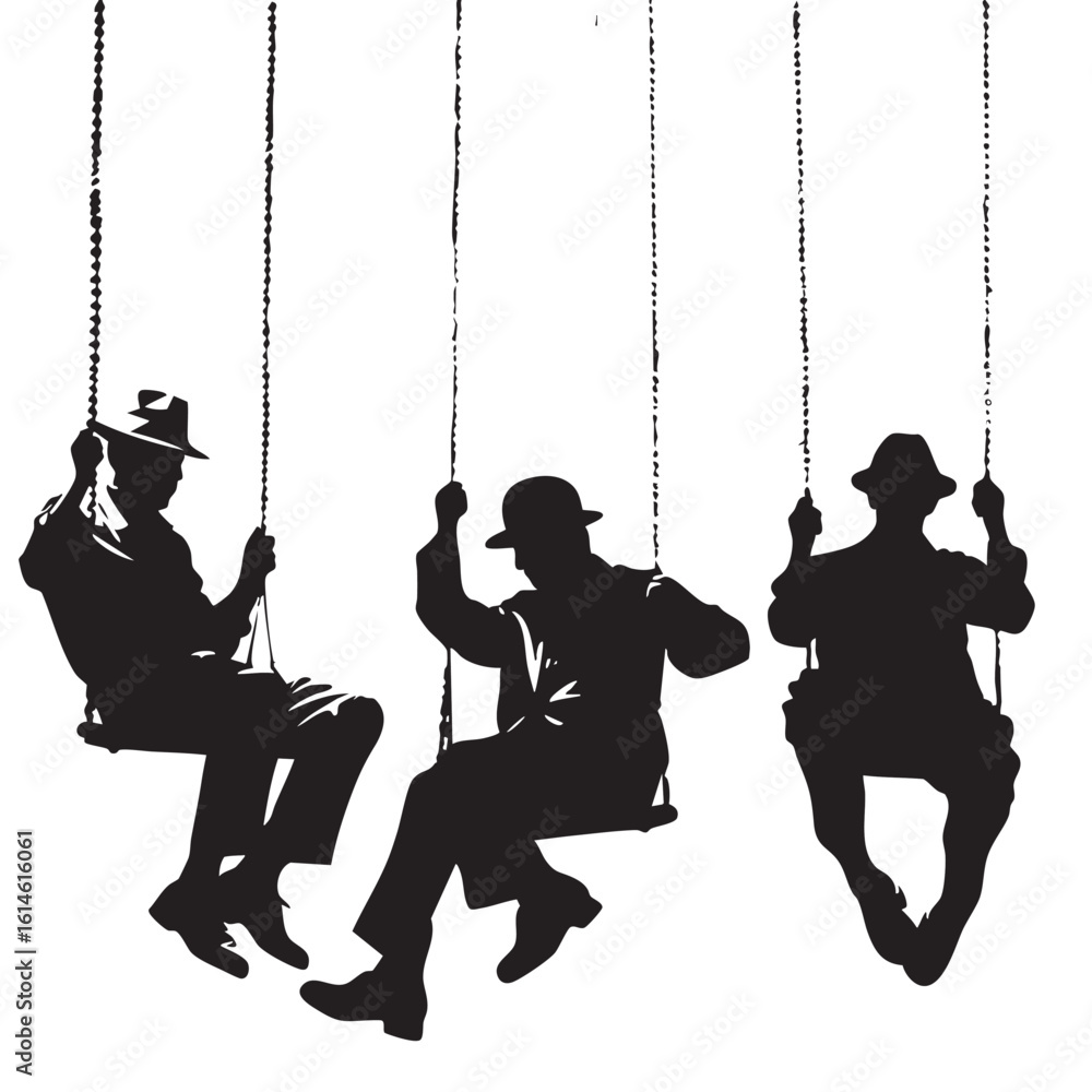 Swinging men silhouette Swinging men silhouette