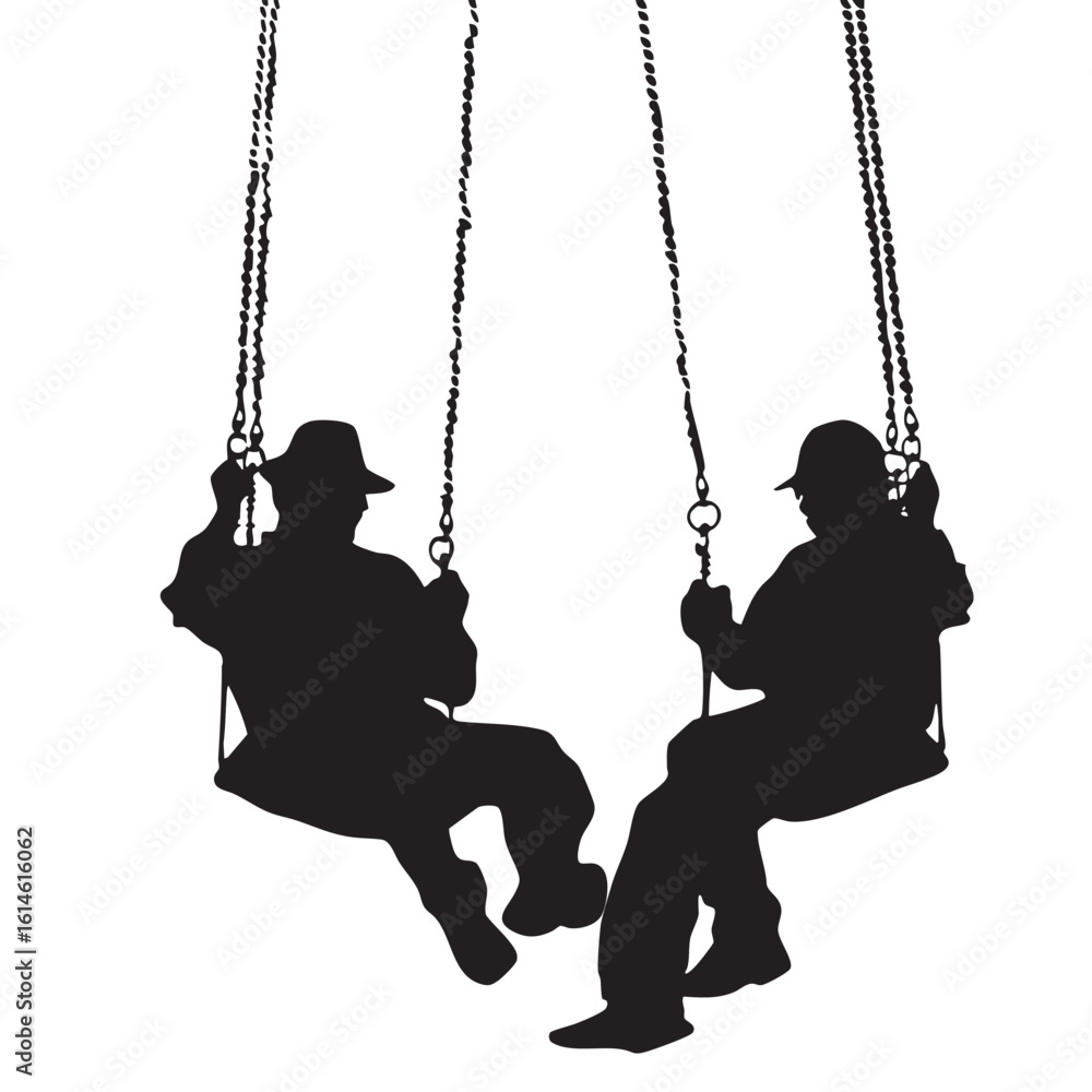 Swinging men silhouette Swinging men silhouette