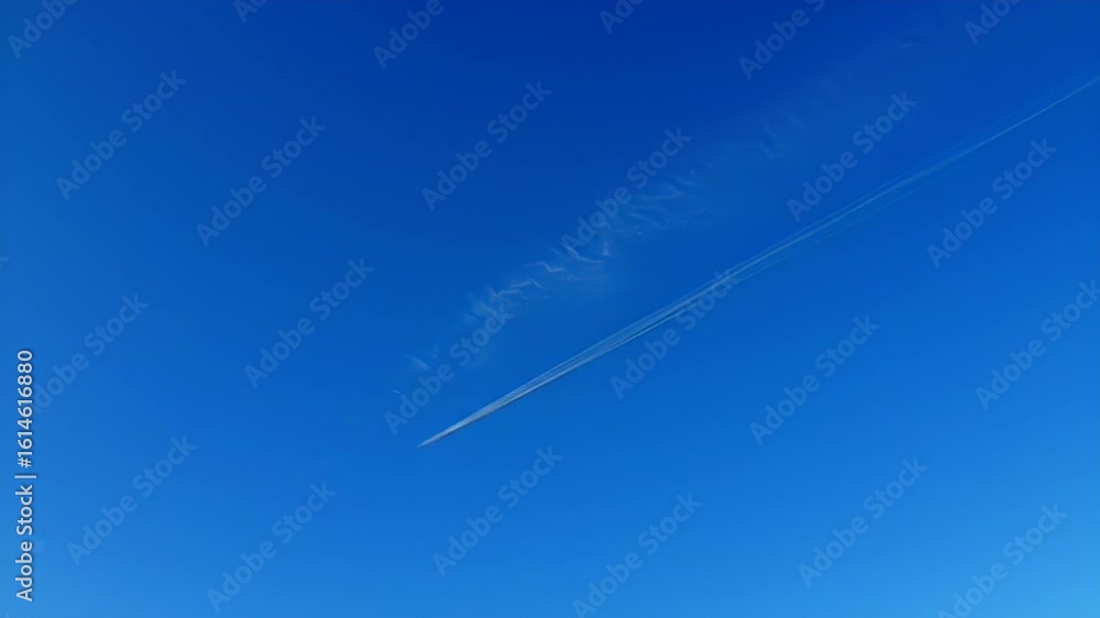 Airplane contrail blue sky Airplane contrail blue sky