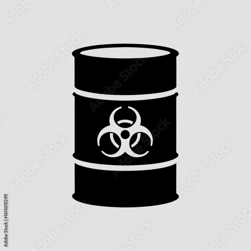 Black biohazard barrel icon on white background danger toxic