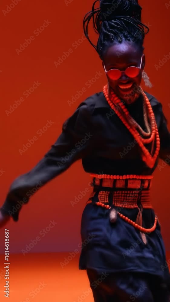 Fashion model in vibrant attire