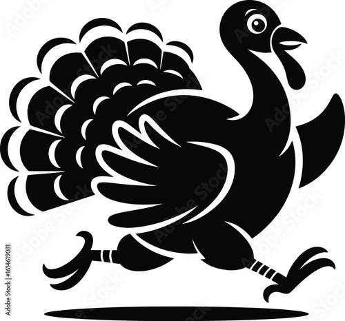 Running thanksgiving turkey silhouette vector illustration