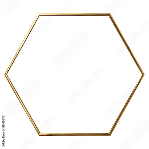 Golden hexagonal frame on black background simple elegant design