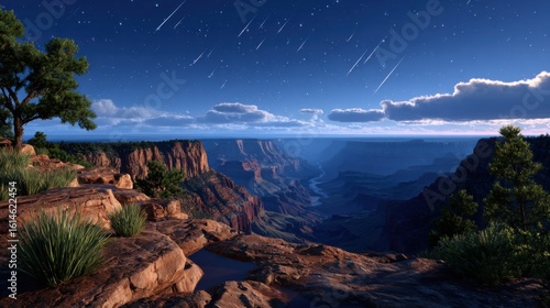 Stargazing event over the grand canyon nature landscape night sky dramatic viewpoint celestial phenomena