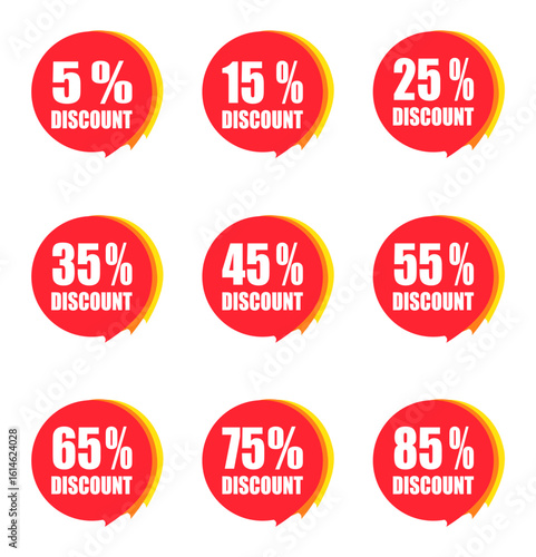 set of colorful sale tags
