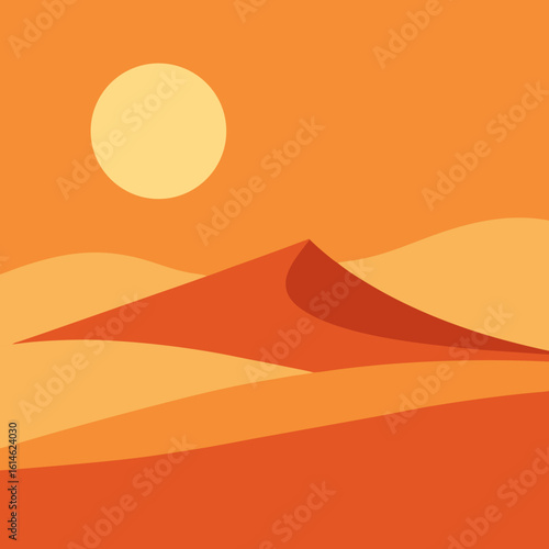 Stylized desert landscape with sun and sand dunes