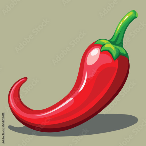 Glossy red chili pepper curved graceful vector design