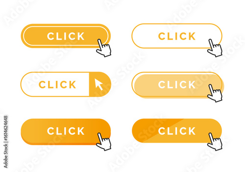 クリックのボタンのイラスト / オレンジ色 / ベクター