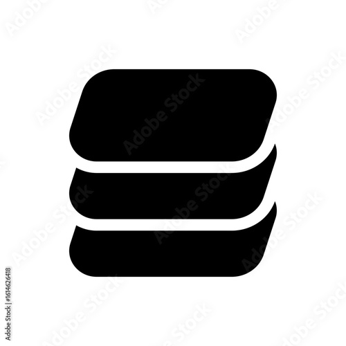 Three rounded rectangles stacked on top of each other in a black color scheme on a white background view