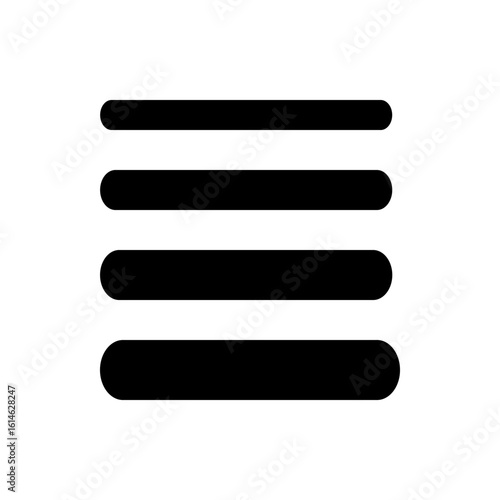 Four horizontal black lines with rounded ends evenly spaced on a white background creating a menu icon