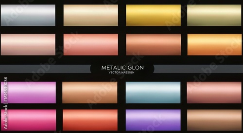 set of colorful lipsticks, A set of shiny metallic gradients. The texture of a smooth metal surface. A collection of silver, gold, purple and blue metallic gradients.
