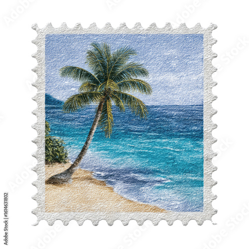 Tropical Paradise on a Postage Stamp Palm Tree