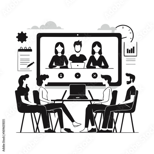 Group watching a webinar or online meeting