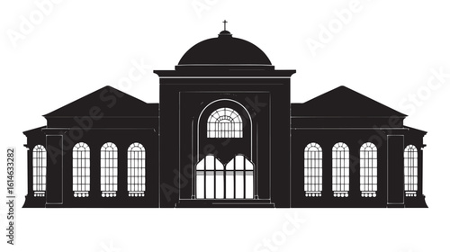 Synagogue silhouette isolated in White background