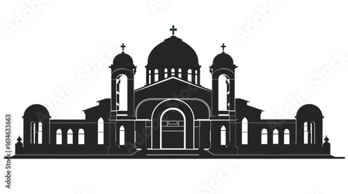Synagogue silhouette isolated in White background