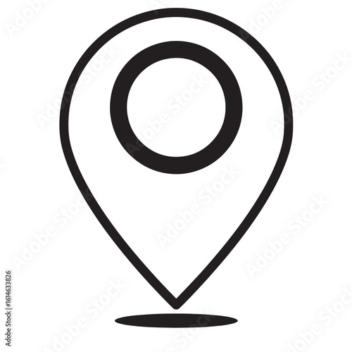 Simple minimalist black and white location pin icon for navigation and mapping concepts