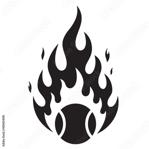Tennis ball on fire vector illustration symbolizing sport and energetic movement