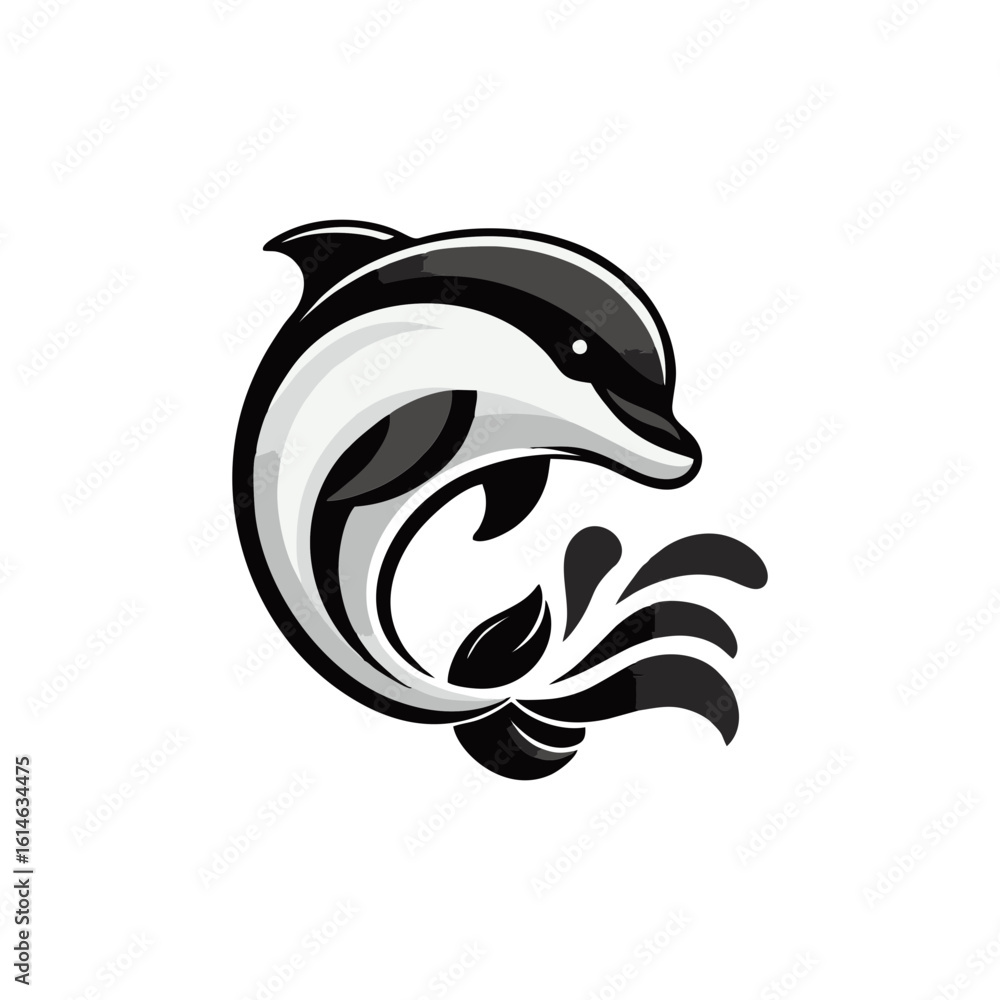 Naklejka premium Happy dolphin jumping out of the water