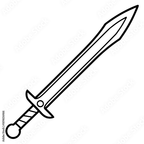 Wooden Sword Coloring Page, Toy Sword Outline, Kids Play Weapon Drawing, Fantasy Accessory Coloring Sheet