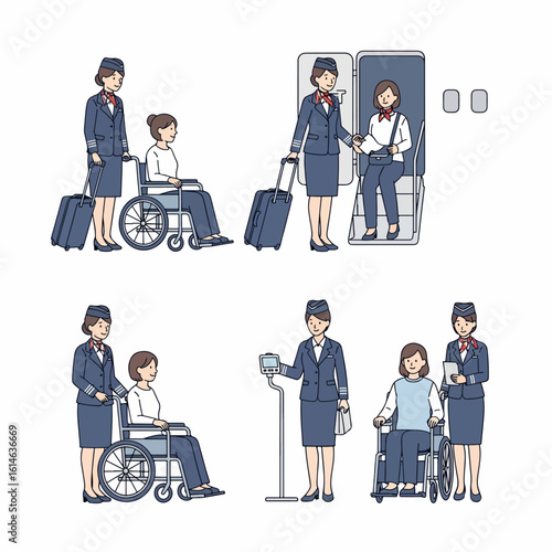 Airline Staff Assisting Passengers in Wheelchairs: Airport and Onboard Accessibility Services for Travelers with Reduced Mobility