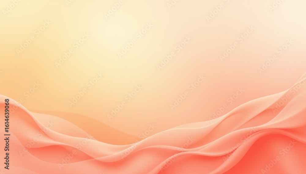 Fototapeta premium a soft color gradient background a soft lemon yellow into light coral gradient, with soft abstract wave transitions, designed for digital stationery templates.