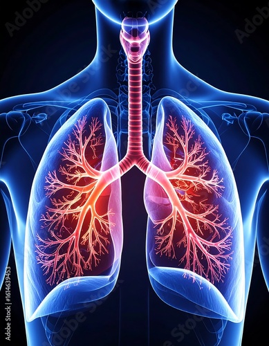 Human lungs anatomy graphic