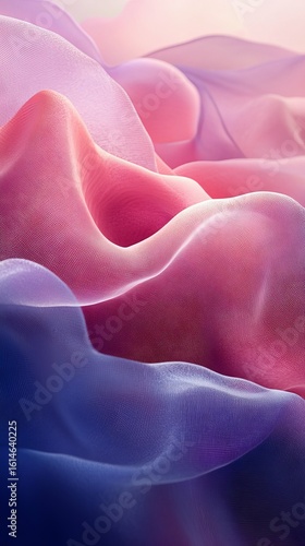 Abstract Silk Fabric Waves in Pink and Purple Gentle Background