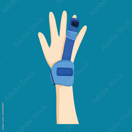 Hand with Finger Splint First Aid and Injury Treatment