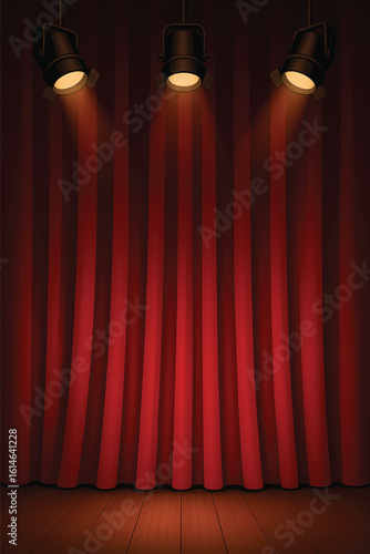 Stage Curtain with Spotlights