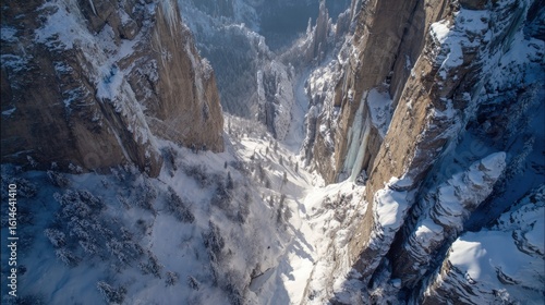 Wallpaper Mural A breathtaking view of a vast canyon filled with ice and snow on a clear winter day. The cliffs tower over the frozen river, showcasing nature's winter beauty in a remote area Torontodigital.ca