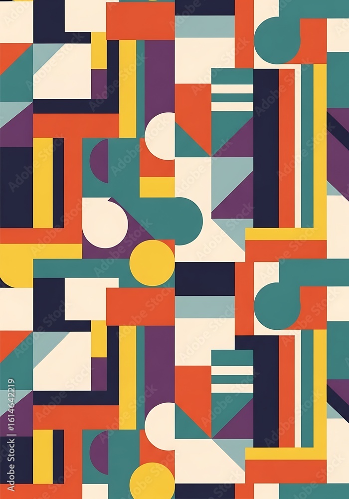 Obraz premium Geometric Harmony Abstract Pattern with Bold Colors and Balanced Compositions