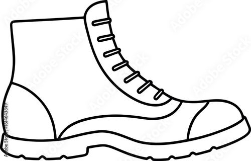 army combat boots outline vector, combat boot coloring book page