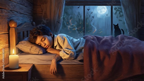 Child sleeping peacefully at night