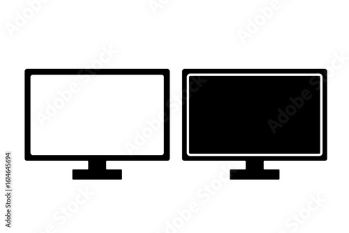 Black and White LED and LCD Screen Vector Icons for Display and Technology Interface Design