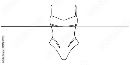 Cute swimsuit icon continuous one line drawing, continuous line drawing of swimsuit symbol. abstract line art illustration symbolizing summer, Women’s Swimsuit Drawing, Vector illustration of swimsuit