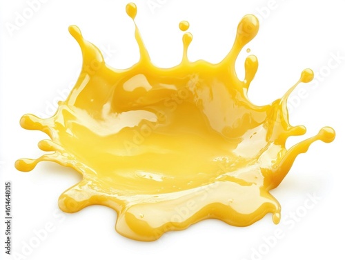 Bright yellow liquid or cheese splash captures dynamic motion and fluidity