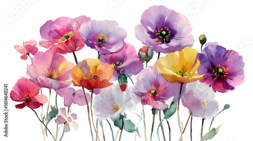 Beautiful bouquet of purple orchids and flowers in full bloom