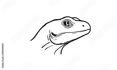 Minimalist One-Line Vector Drawing of Lizard Head in Profile