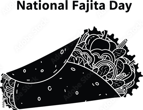 Vector art of a black and illustration of a fajita for national fajita day