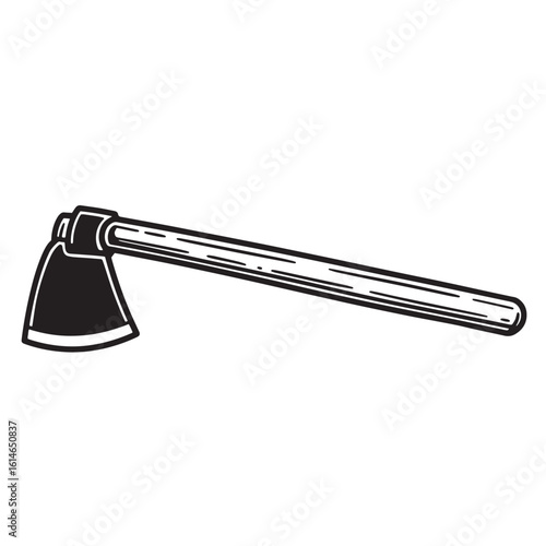 Simple black and white illustration of a garden hoe tool for farming and gardening
