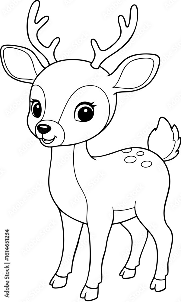 Fototapeta premium Cute Baby Deer Coloring Page