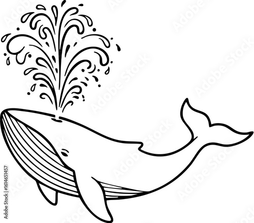 Happy Whale Spouting Coloring Page