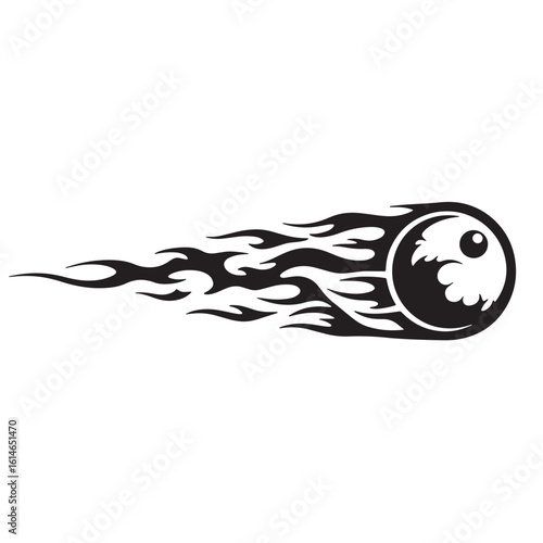 Stylized flaming eyeball vector illustration perfect for tattoo designs and graphic elements.